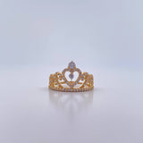 Anillo Corona 15s 2.6gr / T4 3/4 / Circones Blancos Oro Amarillo 18K &