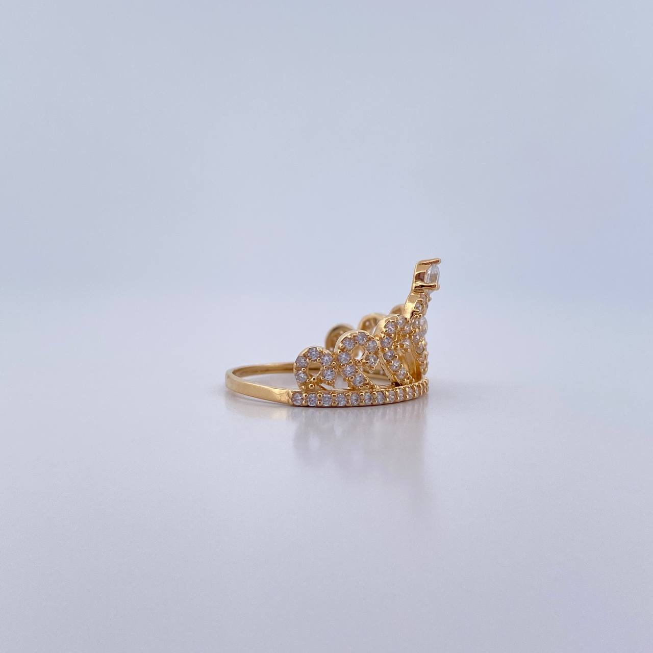 Anillo Corona 15s 2.45gr / T5 / Circones Blancos Oro Amarillo 18K &