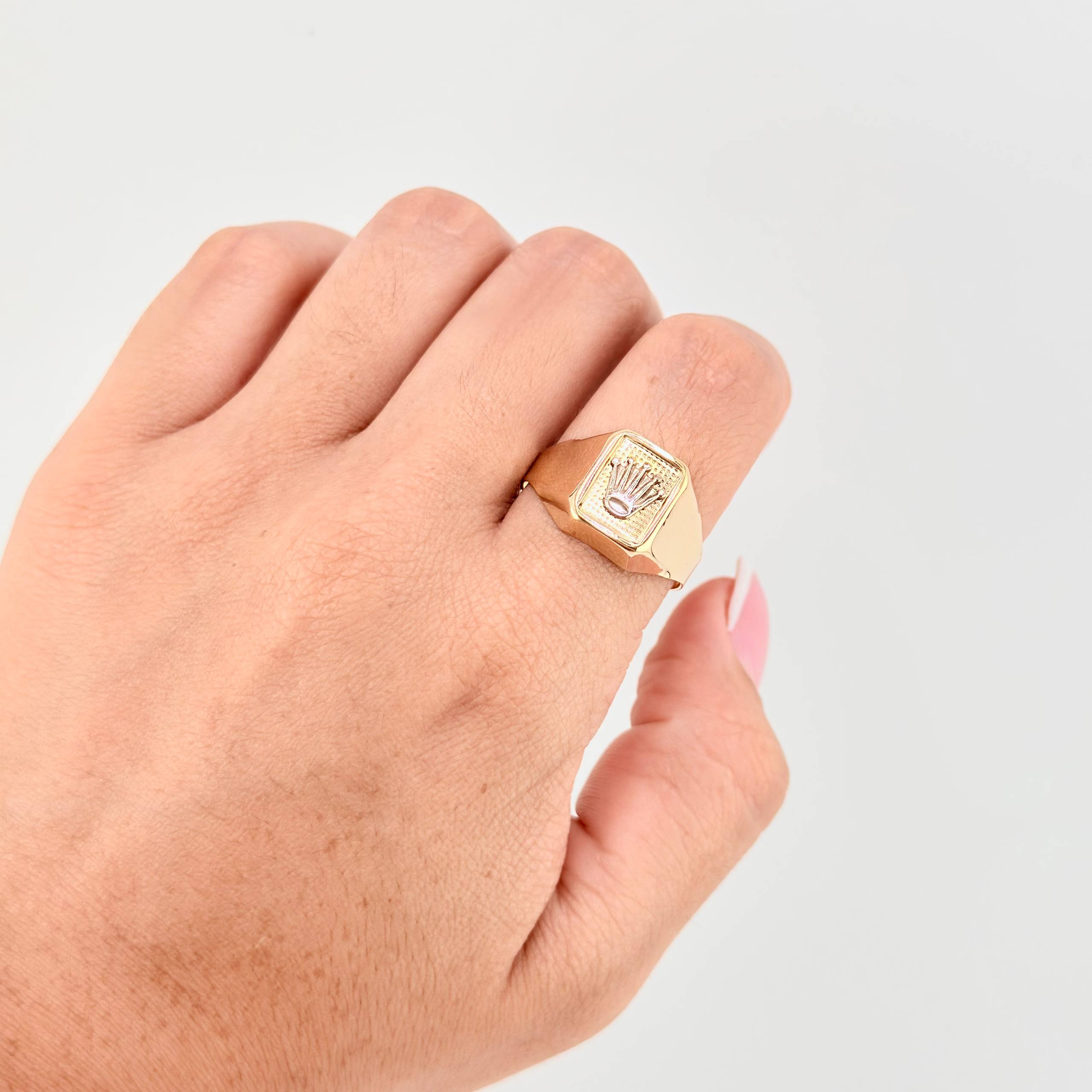 Anillo Marco Corona 3.65gr / T11 / Dos Oros Amarillo Blanco 18K ©