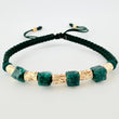 Pulsera Verde Esmeraldas Cubicas Cilindro Lunar 7und 0.95gr / 3mm-4mm Oro Amarillo 18K *
