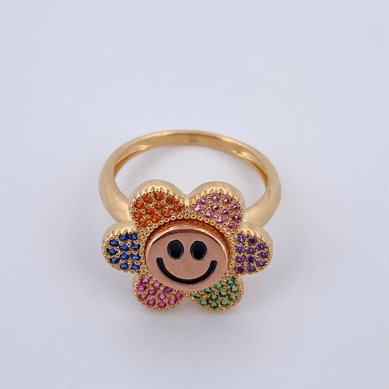 Anillo Trebol Cara Feliz 5.1gr / T6 3/4 / Oro 18K $