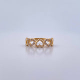 Anillo Corazones 2.65gr / T6 3/4 / Circones Blancos Oro Amarillo 18K &