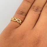 Anillo Corazones 2.4gr / T4 3/4 / Circones Blancos Oro Amarillo 18K &