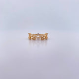 Anillo Ojos Corona 2.3gr / T6 / Circones Blancos Oro Amarillo 18K &