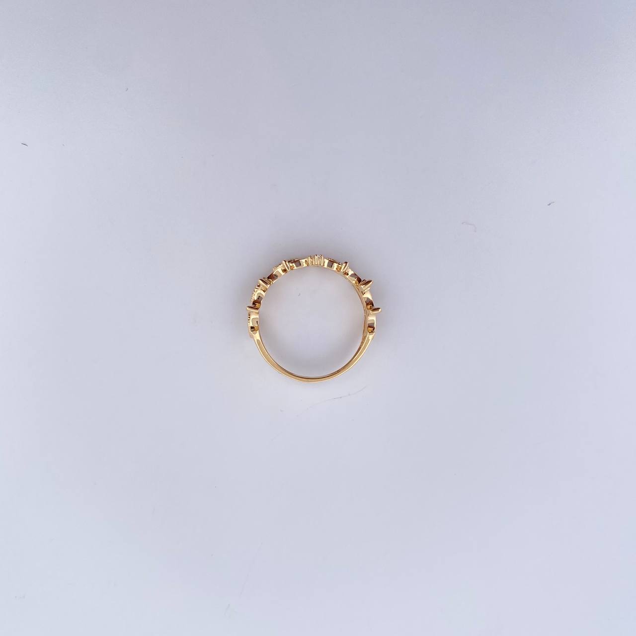 Anillo Ojos Corona 2.5gr / T6 / Circones Blancos Oro Amarillo 18K &