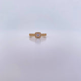 Anillo Halo Cuadrado 2.6gr / T7 1/4 / Doble Linea Circones Blancos Oro Amarillo 18K &