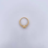 Anillo Halo Cuadrado 2.6gr / T7 1/4 / Doble Linea Circones Blancos Oro Amarillo 18K &