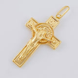 Dije Cruz Cristo San Benito 2.1g / 4cm Oro Amarillo 18K