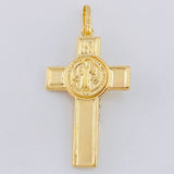 Dije Cruz Cristo San Benito 2.1g / 4cm Oro Amarillo 18K