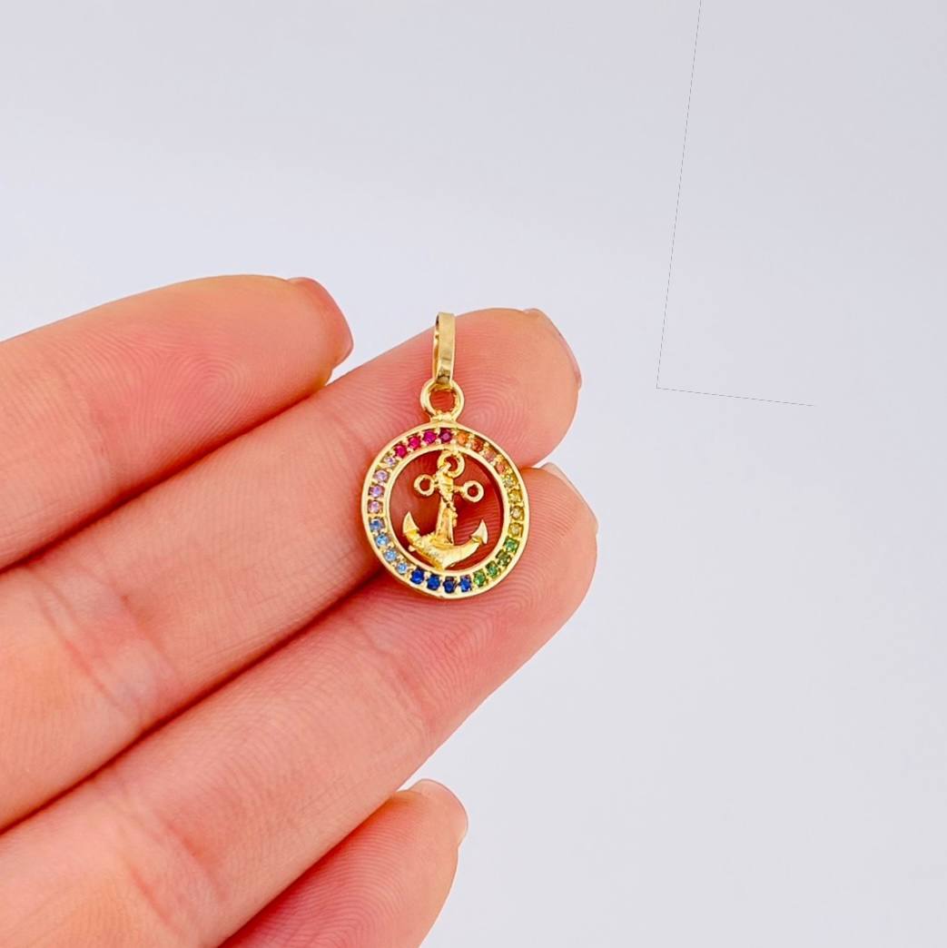 Dije Aro Ancla Arcoiris 1.45 g / 2.3 cm Oro Amarillo 18K