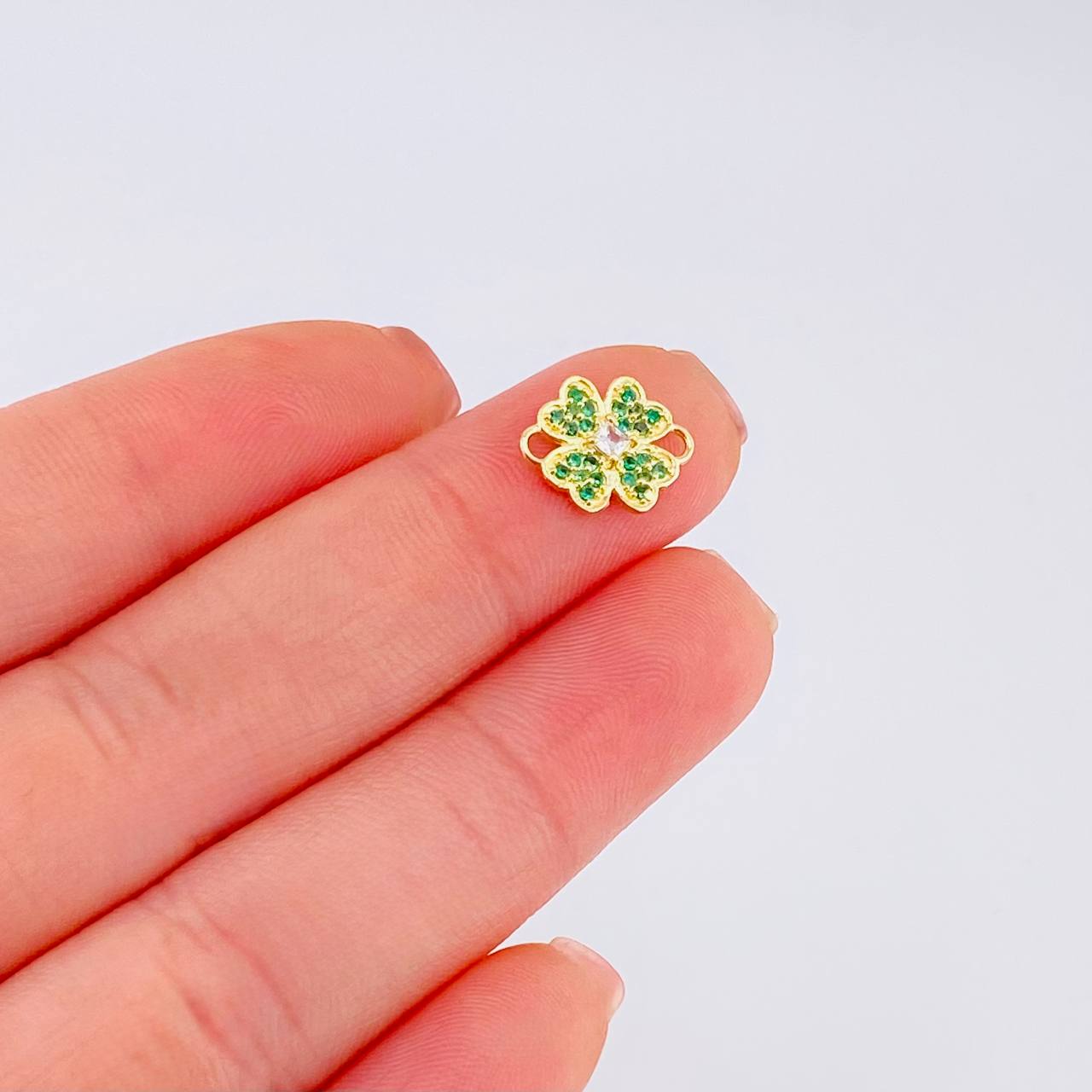 Herraje Trebol Corazon 0.75 g / 1.2 cm Oro Amarillo 18K