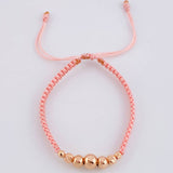 Pulsera Tejida Rosada Lisas 3 Und / 5Mm-6Mm / Diamantadas 4 Und / 3Mm-4Mm Oro Rosa 18K