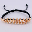 Pulsera Tejida Negra Diamantada 32 Und / 3Mm- 4Mm Oro Rosa 18K (A.C)