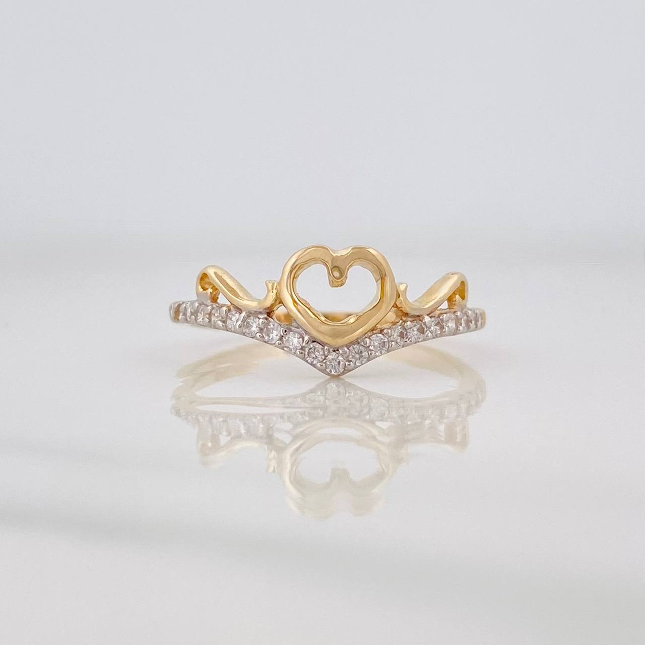Anillo Silueta Corazón 2.15g / T7 1/4 Dos Oros Amarillo Blanco 18K
