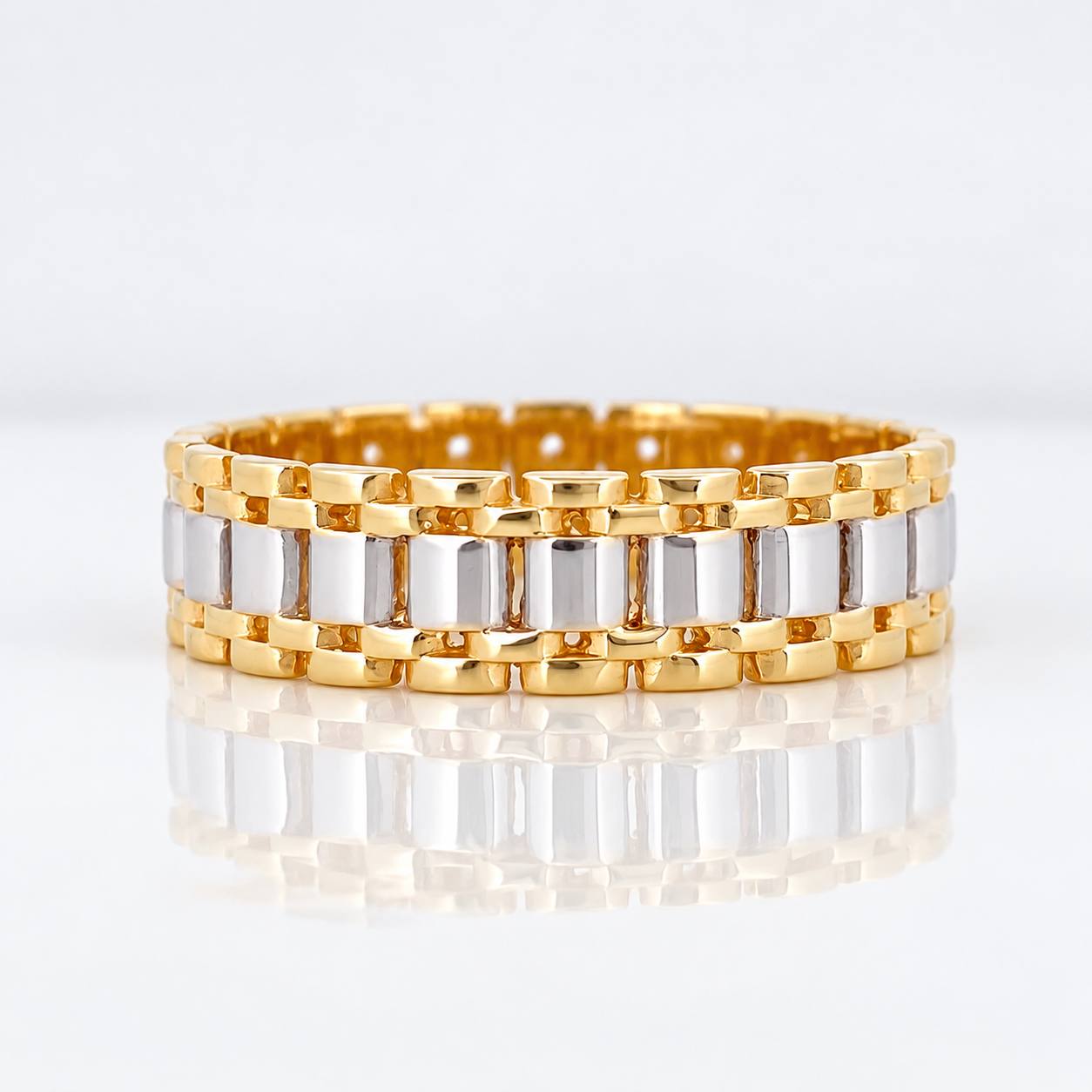 Anillo Correa 5.45g / T11 3/4 Dos Oros Amarillo Blanco 18K