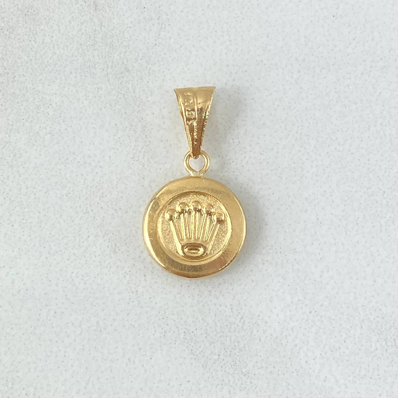 Dije Sello Corona Rx 0.7gr / 1.9cm / Troquelado - Cargador Liso Oro Amarillo 18K