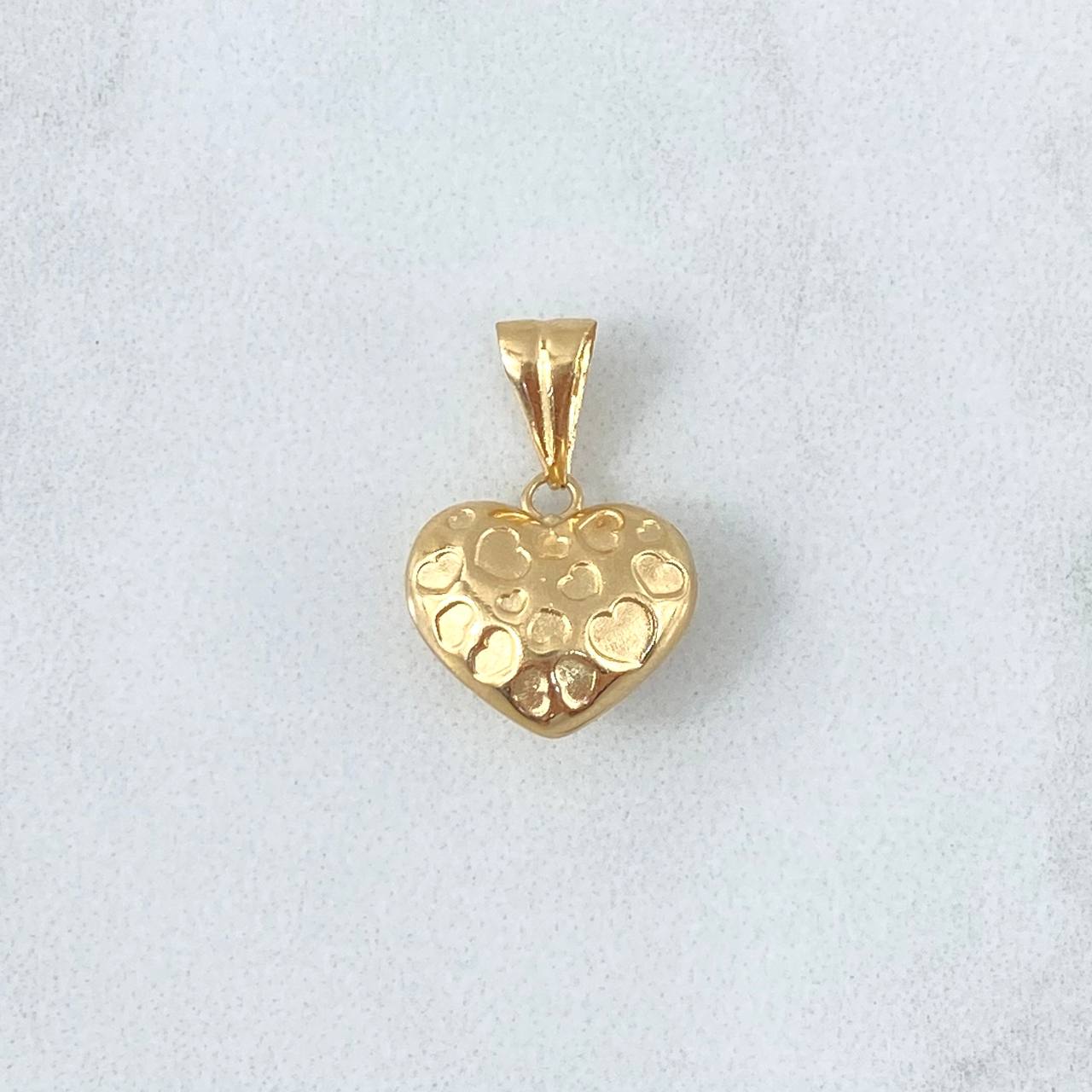 Dije Corazón Tallado 0.9gr / 1.8cm / Troquelado Relieve Oro Amarillo 18K