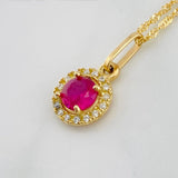 Set Cadena Singapur + Dije Halo / 2.3g / 45cm Oro Amarillo 18K