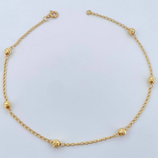 Tobillera Espiga Tipo Militar 2gr / 25cm / Oro Amarillo 18K &