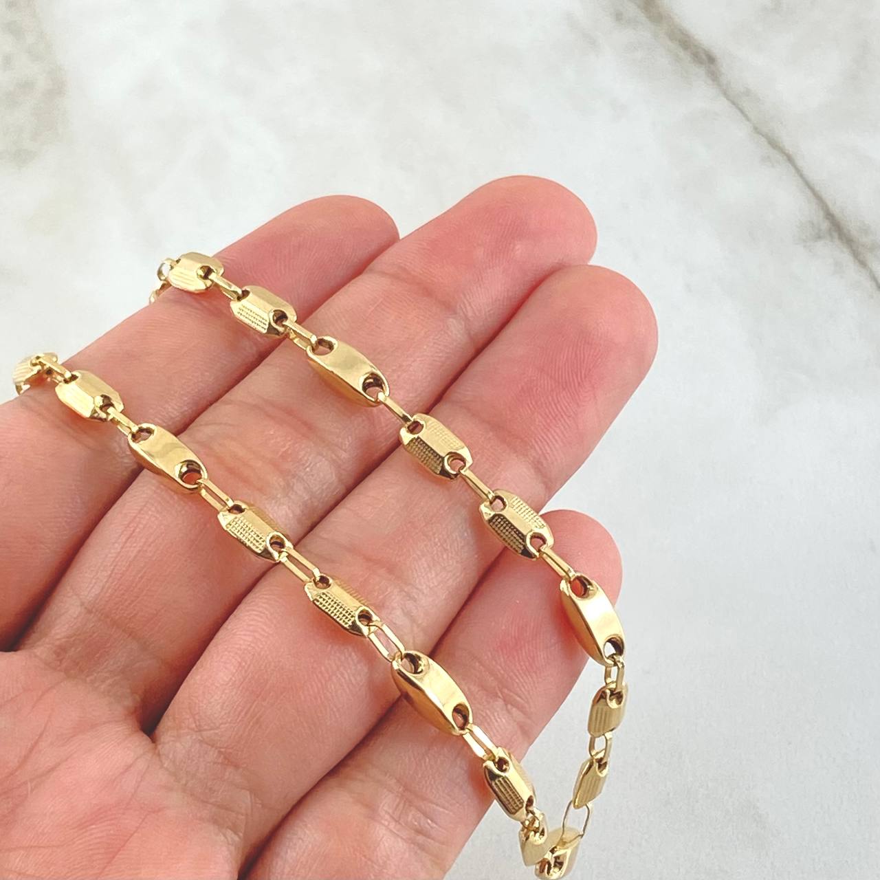 Cadena Rustica Intercalada 11.9gr / 65cm / Oro 18K