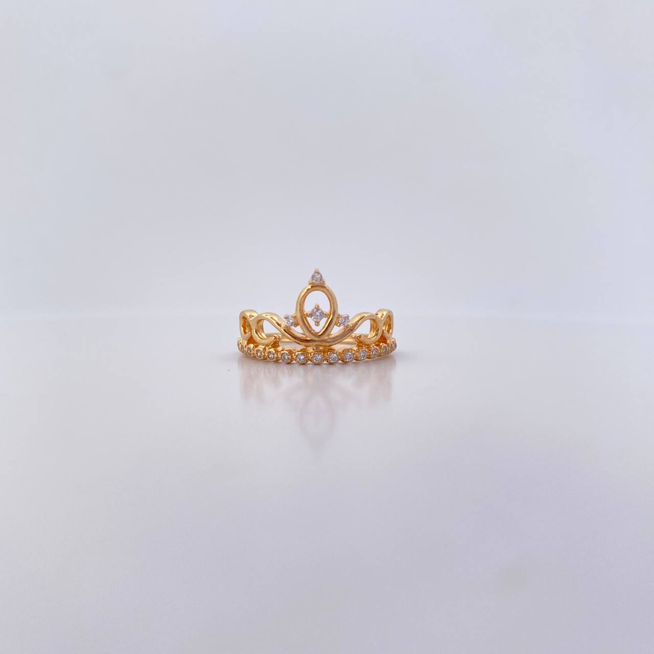 Anillo Corona Real 2.4gr / T5 3/4 / Circones Blancos Oro Amarillo 18K &