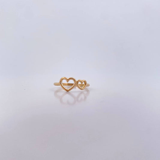 Anillo Corazon Doble 1.3gr / T4 3/4 / Liso Oro Amarillo 18K &