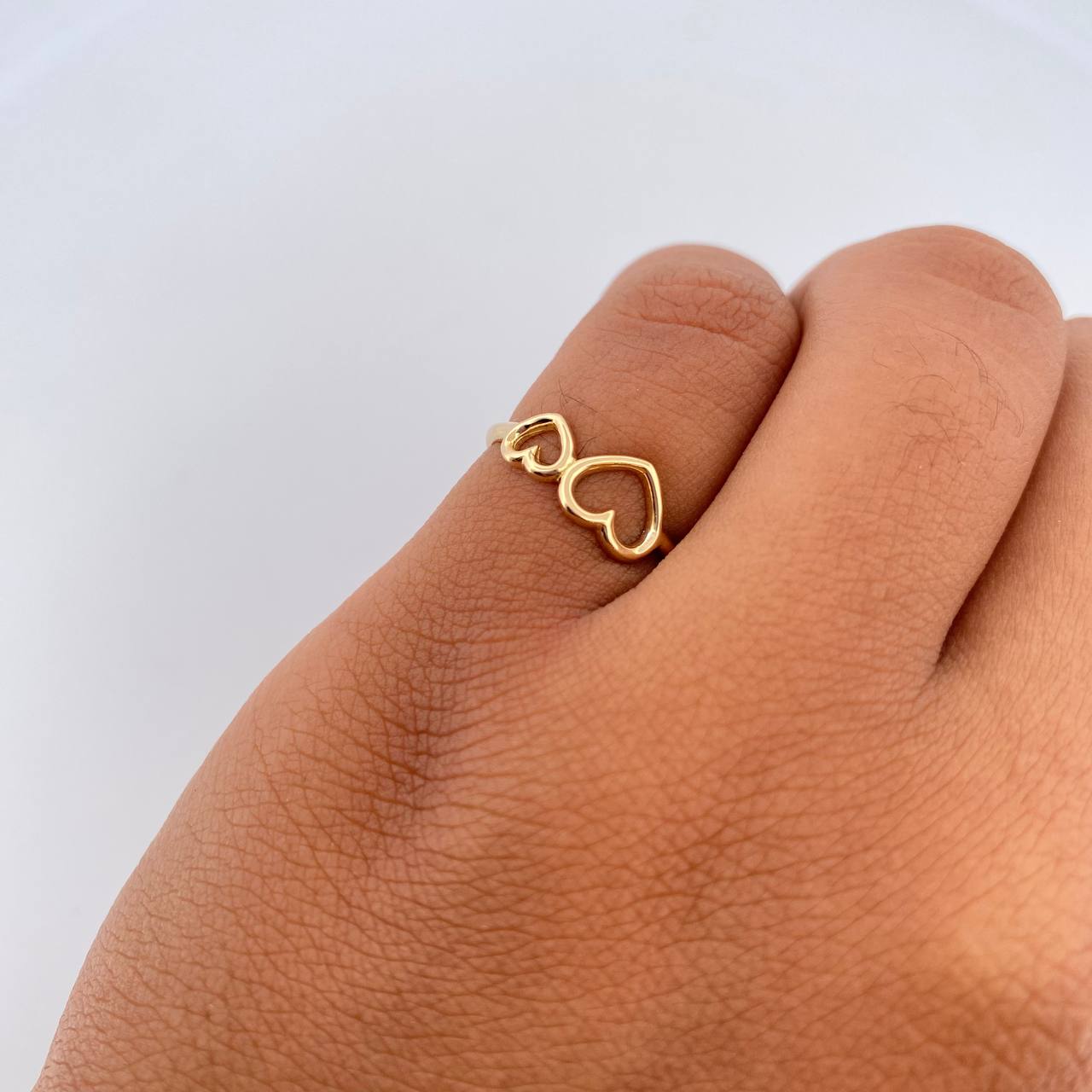 Anillo Corazon Doble 1.3gr / T4 3/4 / Liso Oro Amarillo 18K &