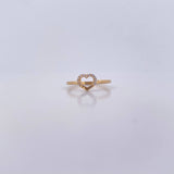 Anillo Silueta Corazon 1.6gr / T5 1/4 / Circones Blancos Oro Amarillo 18K &