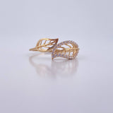 Anillo Hojas Doble 1.4gr / T6 / Circones Blancos Oro Amarillo 18K &