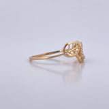 Anillo Hojas Doble 1.4gr / T6 / Circones Blancos Oro Amarillo 18K &