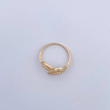 Anillo Hojas Doble 1.4gr / T6 / Circones Blancos Oro Amarillo 18K &