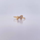 Anillo Corazon Doble 1.2gr / T7 1/4 / Circones Blancos Oro Amarillo 18K &
