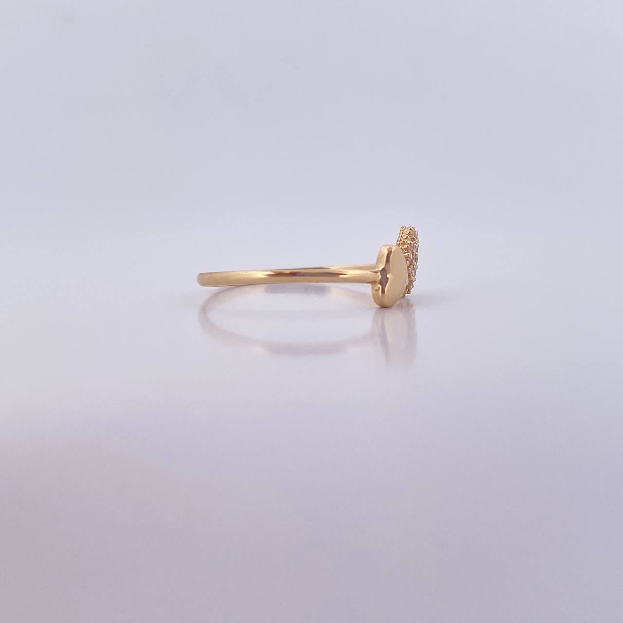 Anillo Doble Corazon 1.1gr / T4 1/2 / Circones Blancos Oro Amarillo 18K &