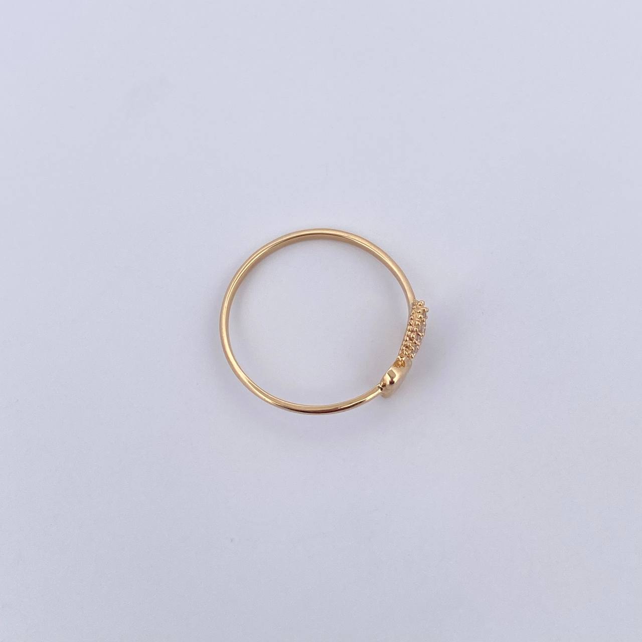 Anillo Corazon Doble 1.2gr / T5 3/4 / Circones Blancos Oro Amarillo 18K &