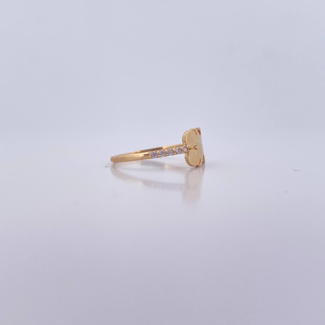 Anillo Oso Ts 1.4gr / T6 1/2 / Circones Blancos Oro Amarillo 18K &