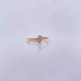 Anillo Corazon Doble 1.6gr / T6 1/2 / Circones Blancos Oro Amarillo 18K &