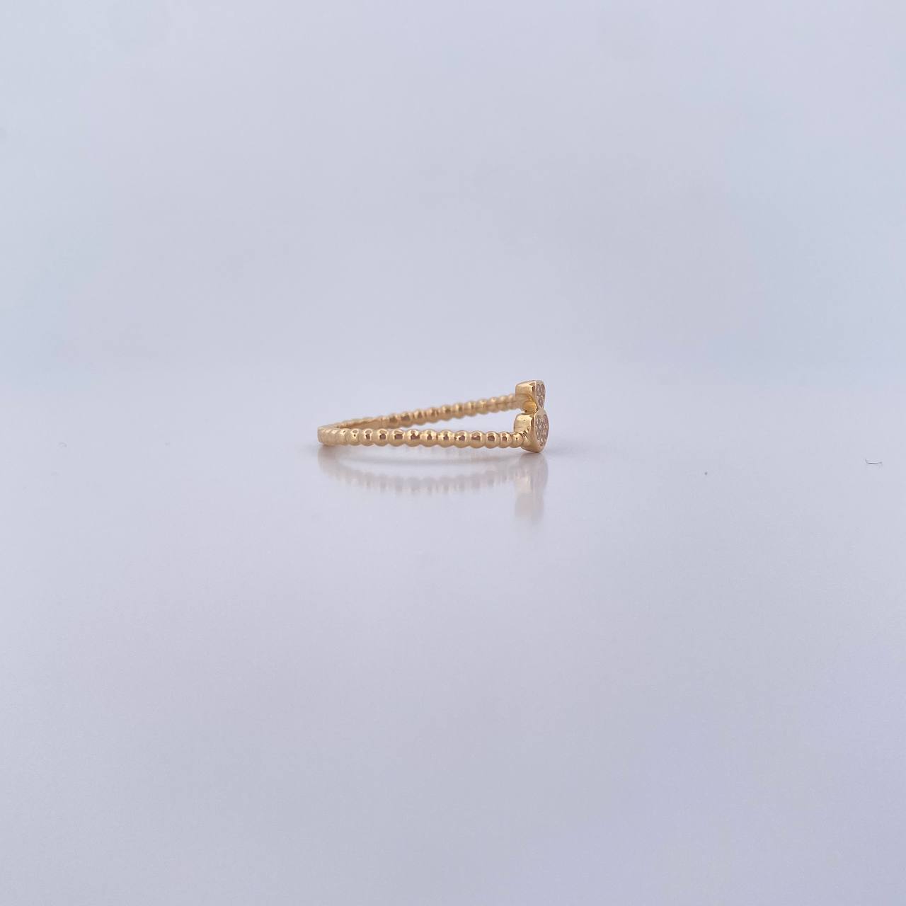 Anillo Corazon Doble 1.6gr / T6 1/2 / Circones Blancos Oro Amarillo 18K &
