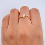 Anillo Corazon Doble 1.6gr / T6 1/2 / Circones Blancos Oro Amarillo 18K &