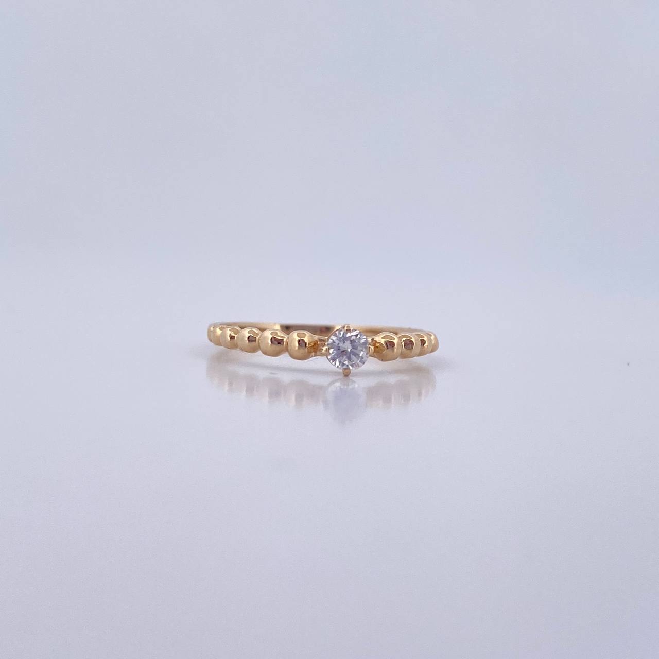 Anillo Solitario 1.2gr / T4 3/4 / Circon Blanco Oro Amarillo 18K &