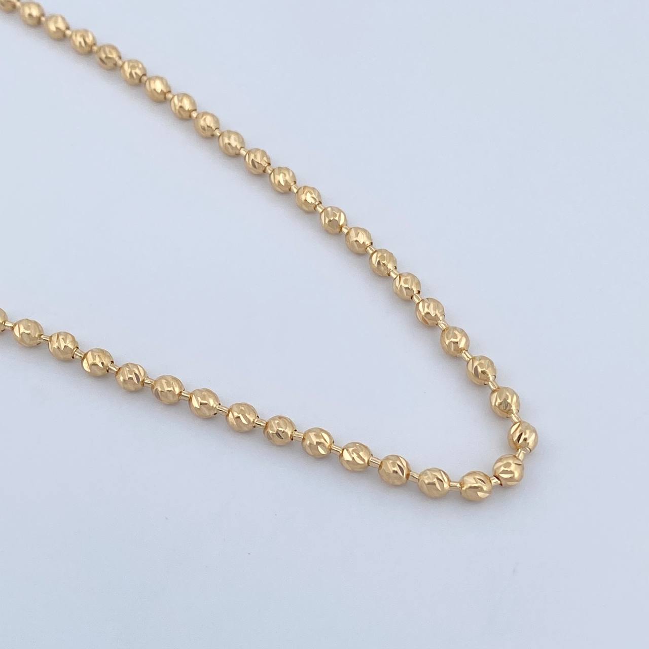 Cadena Militar 19.4gr / 61.5cm / 3mm Bola Diamantada Oro Amarillo 18K $