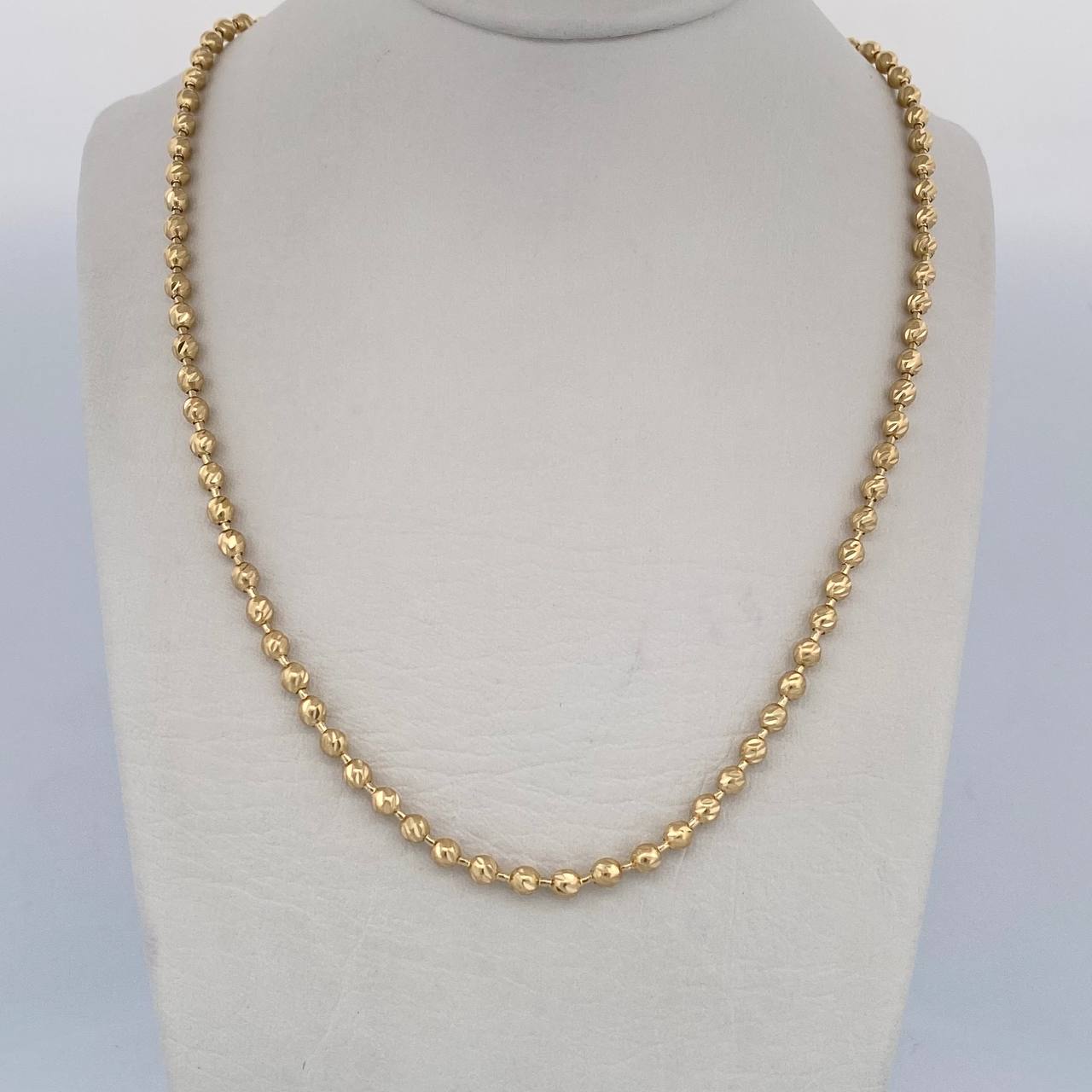 Cadena Militar 19.4gr / 61.5cm / 3mm Bola Diamantada Oro Amarillo 18K $