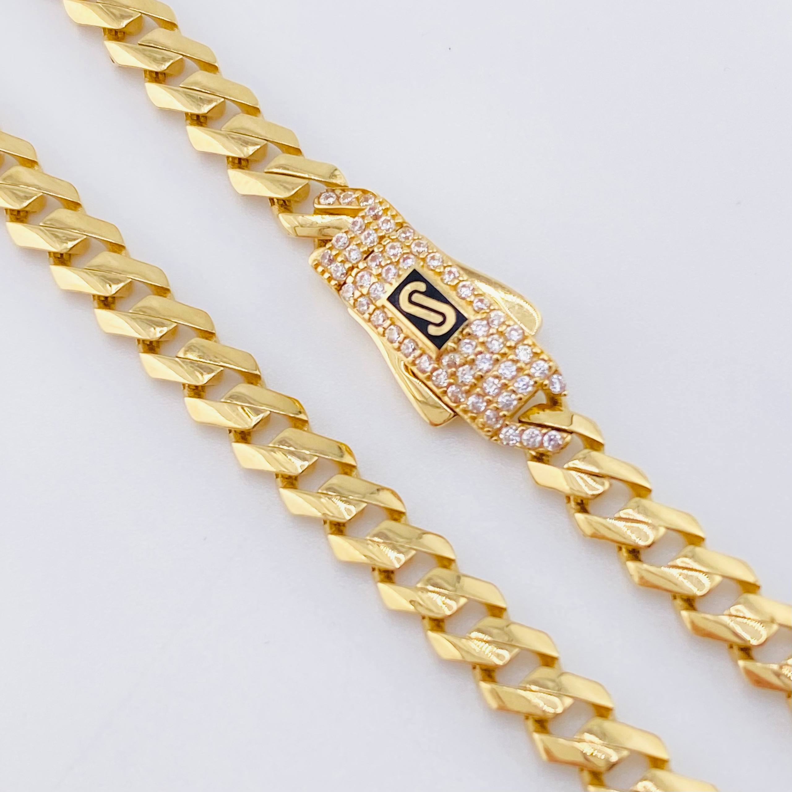 Pulso Cubano Monaco 8.6gr / 21cm / 4.8mm Oro Amarillo +4 18K *