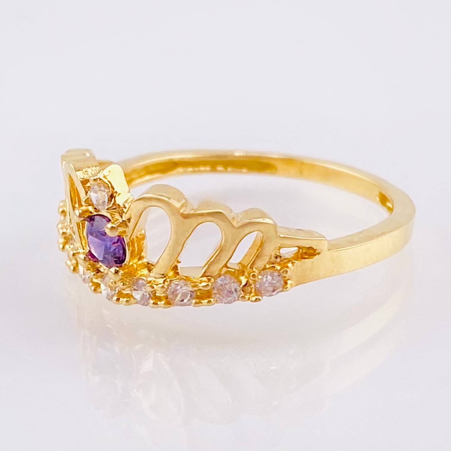 Anillo Corona Pavo Real 2.3gr / T6 / Oro Amarillo 18K