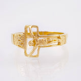 Anillo Silueta Cruz Cristo 4.25gr / T8 1/2 / Oro Amarillo 18K *