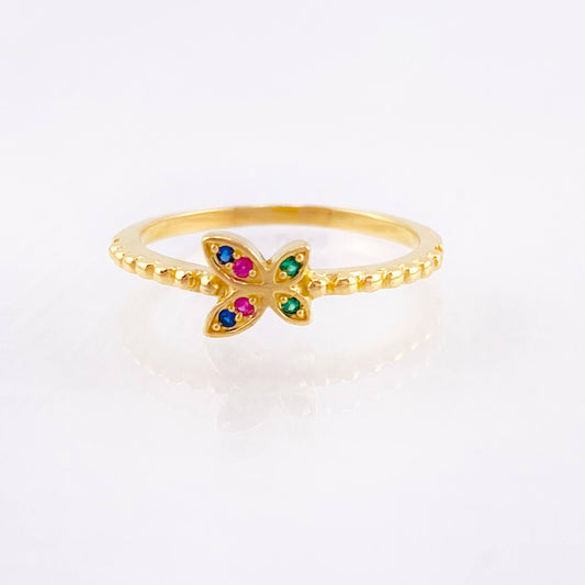 Anillo Mariposa Burbujas 2.15gr / T7 1/4 / Oro Amarillo 18K