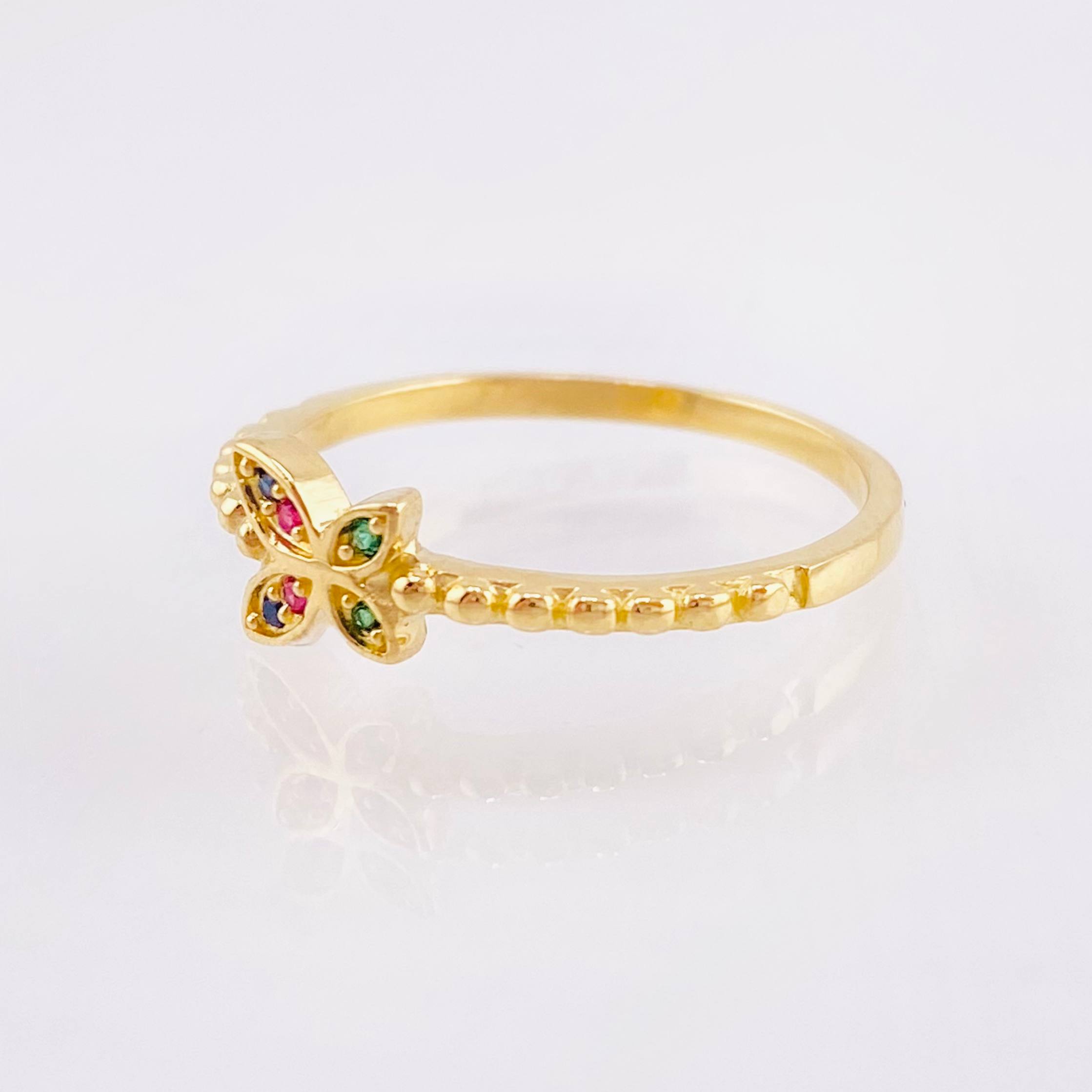 Anillo Mariposa Burbujas 2.15gr / T7 1/4 / Oro Amarillo 18K
