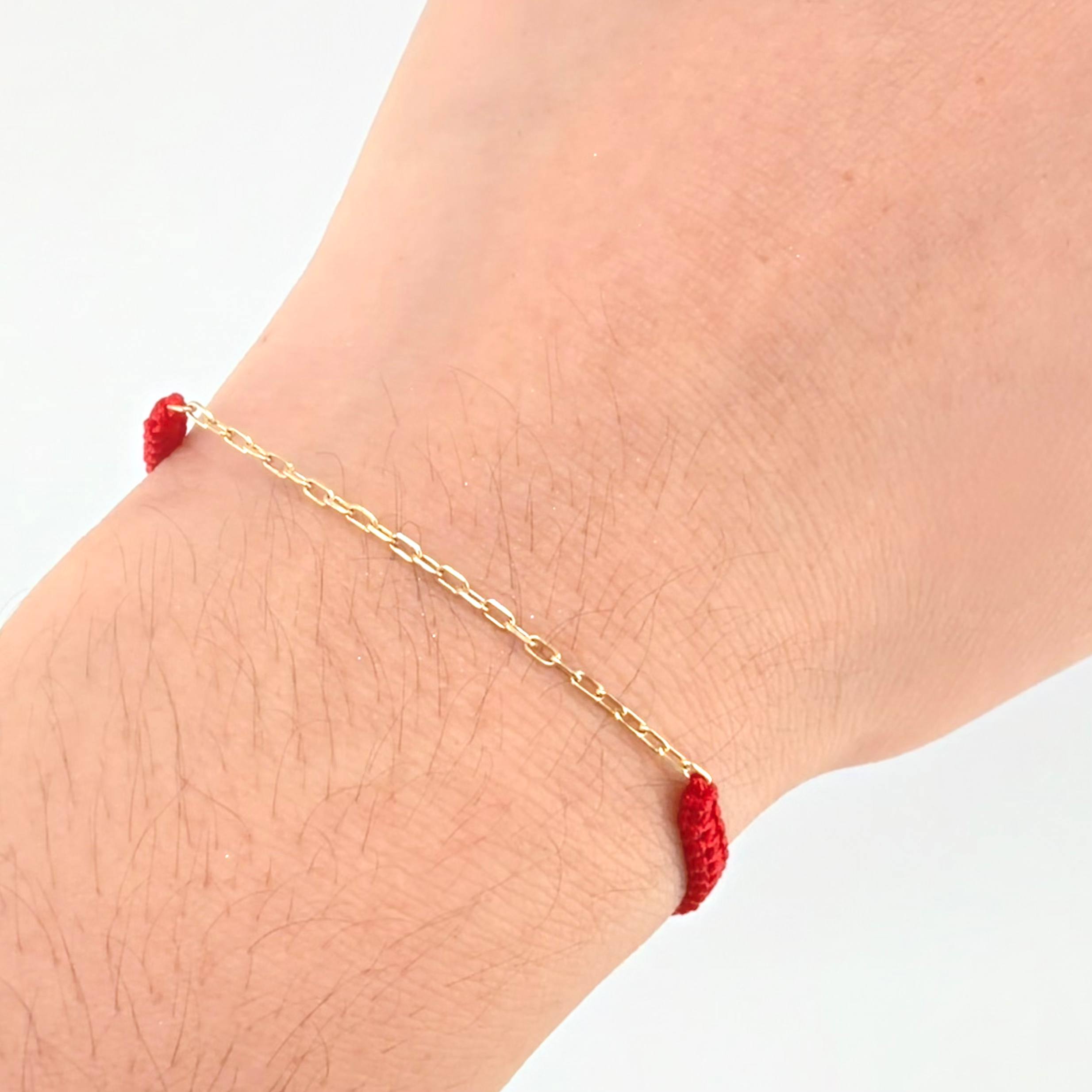 Pulsera Roja Retazo Cajón 0.25gr / 1.5mm Oro Amarillo +3 18K *