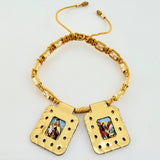 Pulsera Dorada Escapulario Cilindro Lunar Diamantados 12und 1.7gr / 3mm-4mm Oro Amarillo 18K *