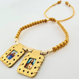 Pulsera Dorada Escapulario Cilindros Diamantados 8und 2gr / 3mm-4mm Oro Amarillo 18K *