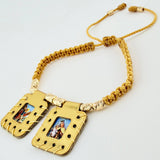 Pulsera Dorada Escapulario Cilindros Diamantados 8und 2gr / 3mm-4mm Oro Amarillo 18K *